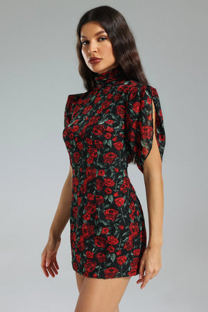 Sharla Floral Slit Sleeves Mini Dress Winteres