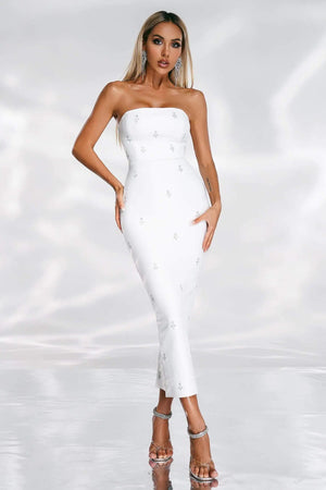 BEISHI Women Strapless Midi Bandage Dress Winteres