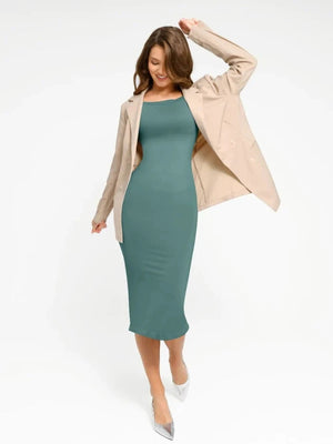 Long Sleeve Bodycon Midi Dress – Tummy Compression Seamless Winteres