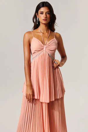 Glamour Teela Halter Folds Maxi Dress Winteres