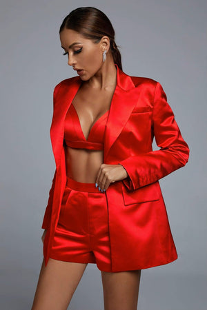 Blazers Bra and Short Pant Ladies Suit Three Piece Winteres