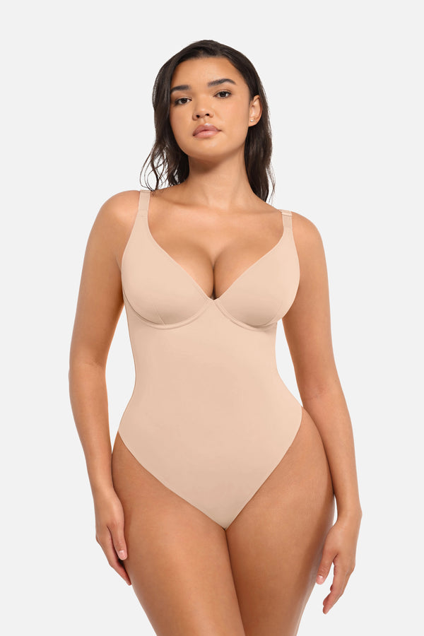 Seamless V Neck Tummy Control Bodysuit Sculpting Winteres