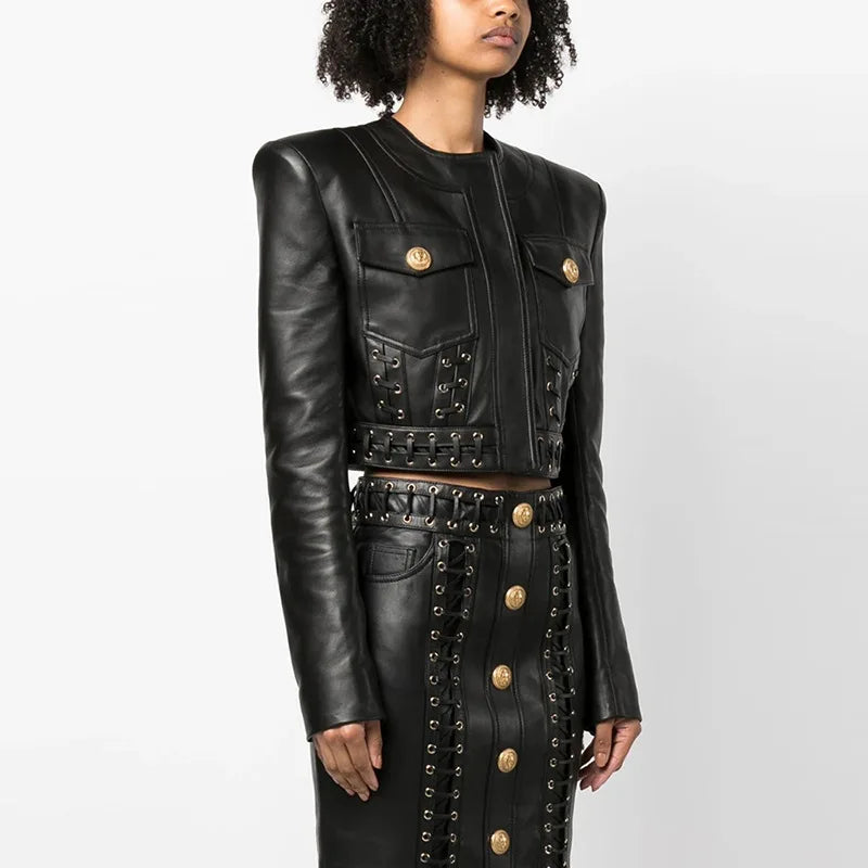 Scheana Shay Buttons Leather Clothing Winteres