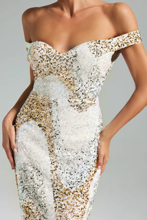 Jellay Sequins One Shoulder Midi Dress Winteres