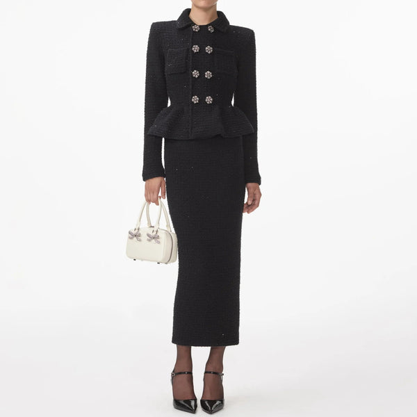 Sets Double-breasted Sequin Knit Top Patchwork Dress Winteres