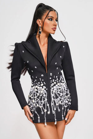Sequin Peal Beaded Blazer Dress Winteres