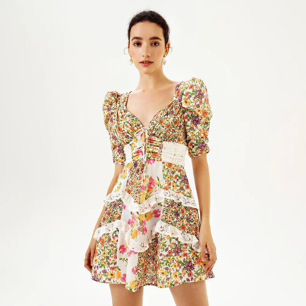 Floral Ruffle Mini Dress Winteres