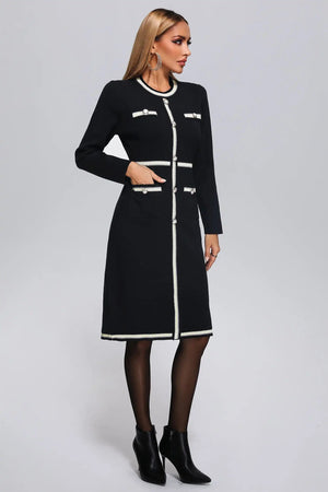 New Long Sleeve Fall Midi Casual Little Black Woman Winter Knit Autumn Midi Dress Winteres