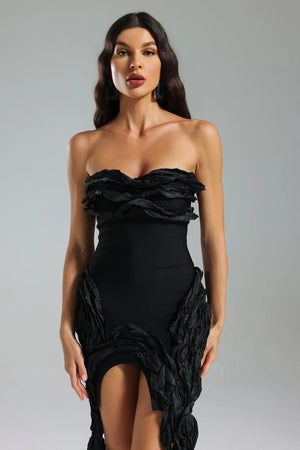 Verna Strapless Irregular Fringe Dress Winteres