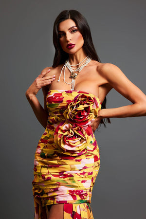 Rina Strapless Flowers Hollow Maxi Dress Winteres