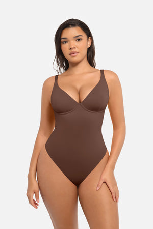Seamless V Neck Tummy Control Bodysuit Sculpting Winteres
