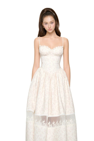 Woman wearing a white lace dress on a white background