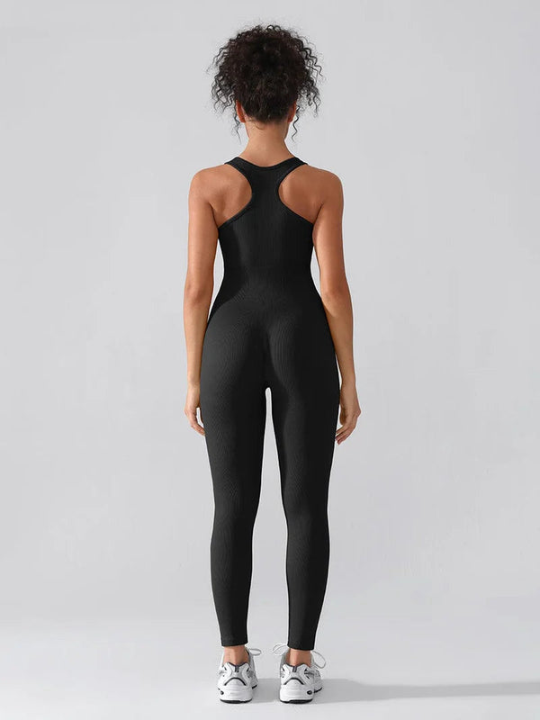 Seamless one-piece shaping sports suit with zipper Winteres