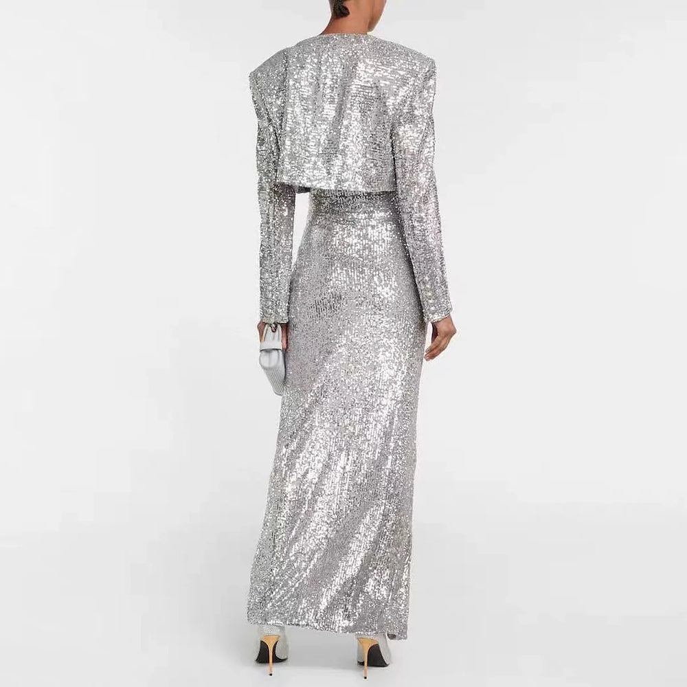 Sequined Set Dress and Blazer Winteres