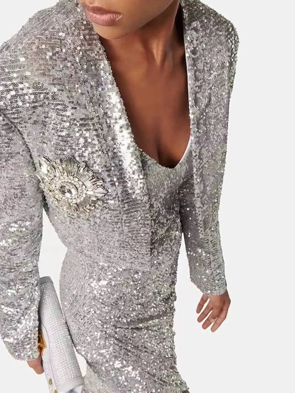 Sequined Set Dress and Blazer Winteres