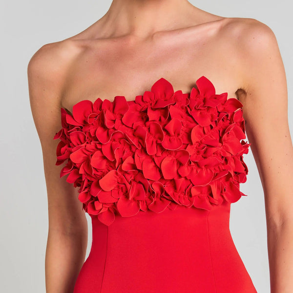 Red floral strappy bodycon midi dress with side slit Winteres