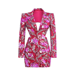 Celebrity Blazer Dress Crystal Sequins Winteres