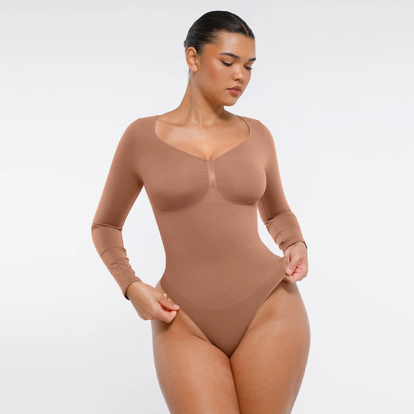 Seamless Tummy Control Bodysuit Shaping Thong Long Sleeve Winteres