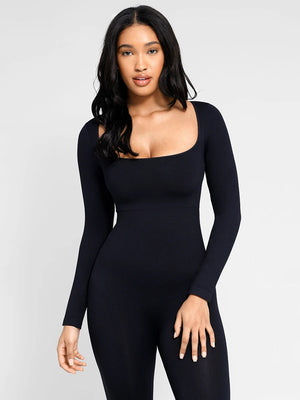 Seamless one-piece flared shapewear jumpsuit with inverted T-shaped shoulders Winteres