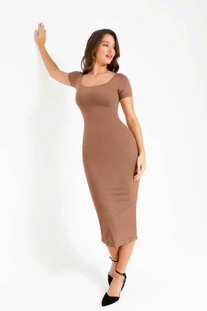 Slim Fit Shapewear Dress with Slit and Built-In Cups Winteres