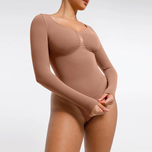 Seamless Tummy Control Bodysuit Shaping Thong Long Sleeve Winteres