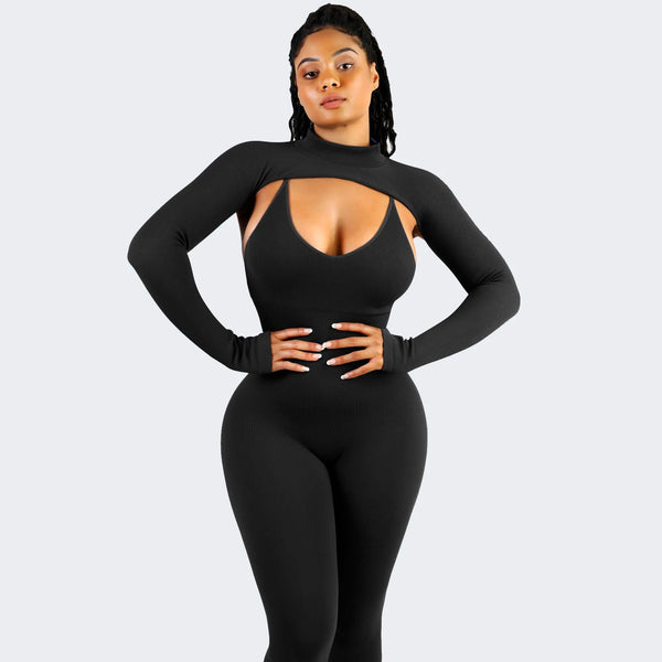 Set Seamless High Stretchy Tummy Control Jumpsuit With Removable cup pads Winteres