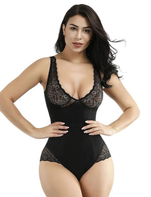 Queen Black Mesh & Lace Bodysuit – One-Piece Shapewear Winteres