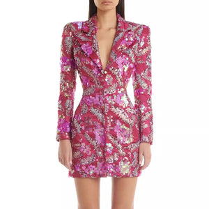 Celebrity Blazer Dress Crystal Sequins Winteres