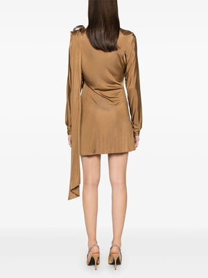 Didi High Neck Splice Ribbon short Dress Winteres