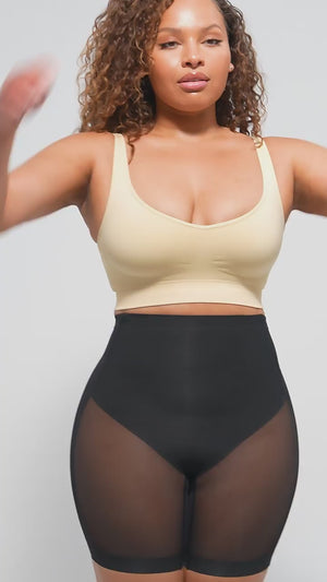 Slimming shaping shorts, low waist, fitted mesh, butt lifter