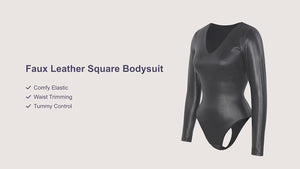 Slimming V-Neck Thong Bodysuit – Long Sleeve, High Elastic