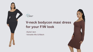 Long Sleeve Bodycon Shapewear Dress – Casual Slimming Wear