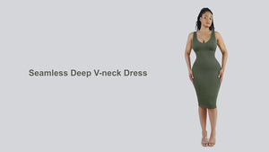 Tummy Control Shapewear Midi Dress – Sleeveless Bodycon