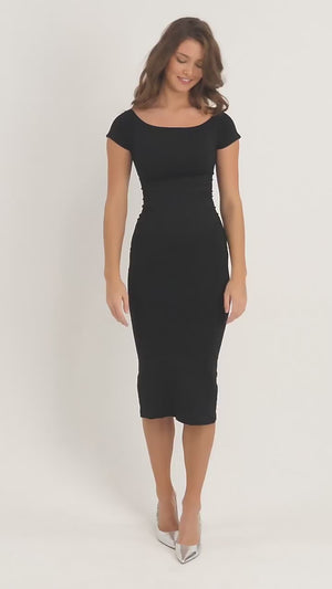 Long Sleeve Bodycon Midi Dress – Tummy Compression Seamless