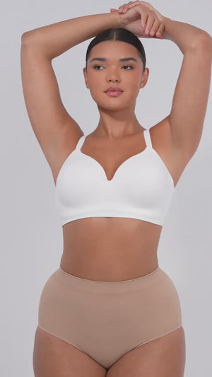 Padded push-up bra without underwire with soft skin