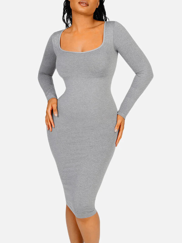 Long Sleeve Bodycon Dress with Built-in Shapewear Winteres