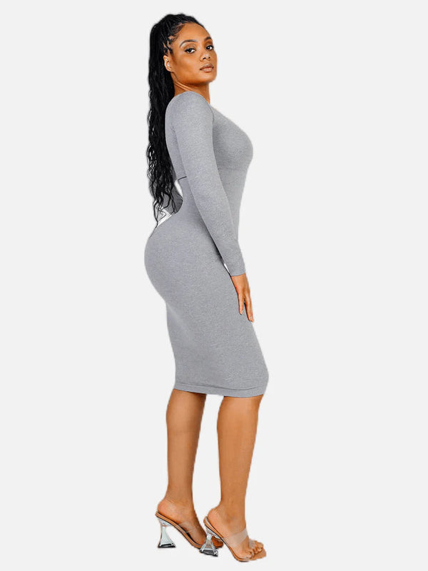 Long Sleeve Bodycon Dress with Built-in Shapewear Winteres