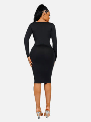 Long Sleeve Bodycon Dress with Built-in Shapewear Winteres