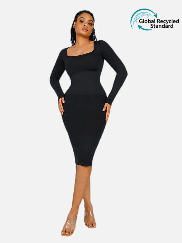 Long Sleeve Bodycon Dress with Built-in Shapewear Winteres