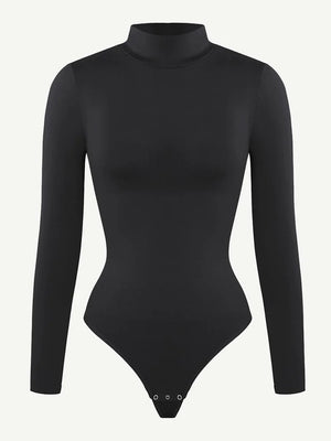 Seamless Eco-friendly Turtle Neck Long - Sleeve Thong Bodysuit Winteres