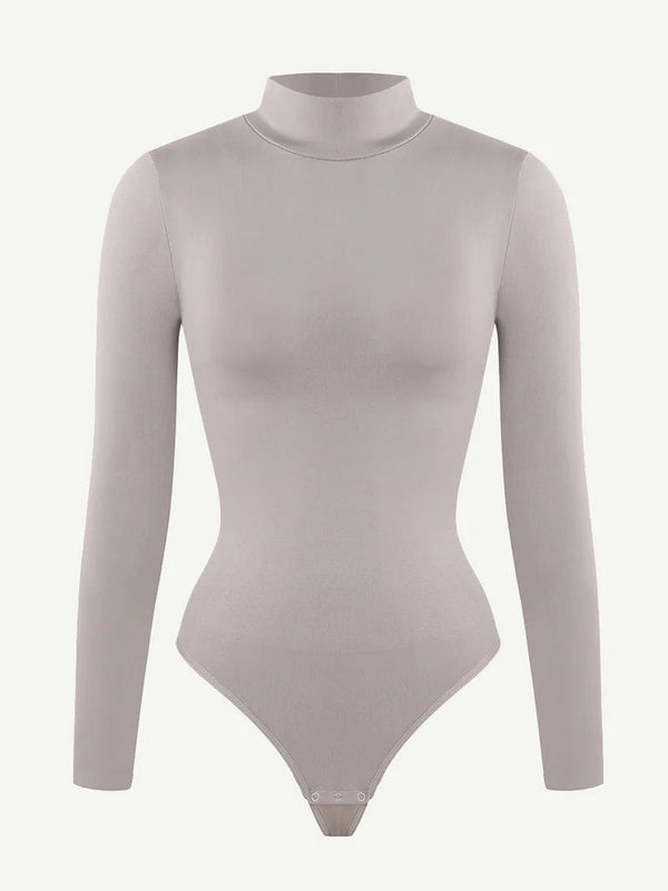 Seamless Eco-friendly Turtle Neck Long - Sleeve Thong Bodysuit Winteres