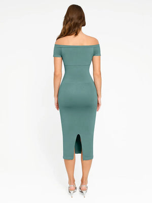 Long Sleeve Bodycon Midi Dress – Tummy Compression Seamless Winteres