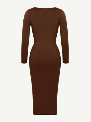 Long Sleeve Bodycon Dress with Built-in Shapewear Winteres