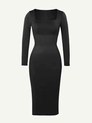 Long Sleeve Bodycon Dress with Built-in Shapewear Winteres