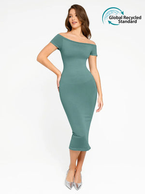 Long Sleeve Bodycon Midi Dress – Tummy Compression Seamless Winteres