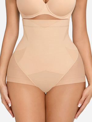 Beige shapewear bodysuit on a plain background