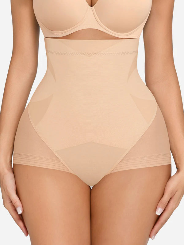 Beige shapewear bodysuit on a plain background