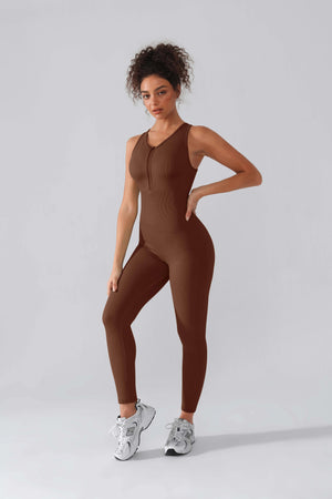 Seamless one-piece shaping sports suit with zipper Winteres